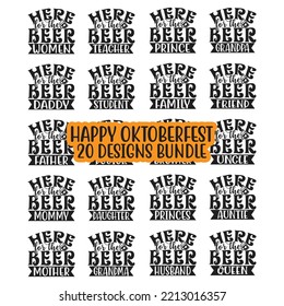 Beer, Oktoberfest t shirt design bundle. Oktoberfest handwritten lettering. Beer Festival celebration Vector Design. Vector EPS Editable Files Bundle.