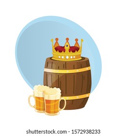 beer on a beer barrel vector illustration