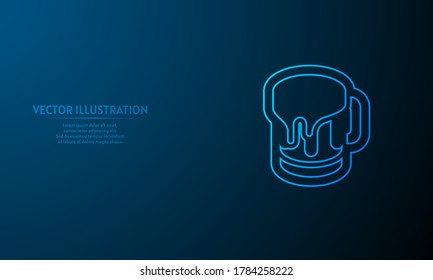 beer on blue abstract background. 