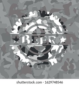 Beer on grey camo texture