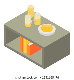 Beer on living room table icon. Isometric of beer on living room table vector icon for web design isolated on white background