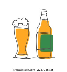 Bier Eine Linie, die auf weißem Hintergrund zeichnet