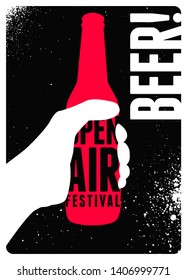 Beer open air festival typographical vintage style poster design. Retro vector illustration.