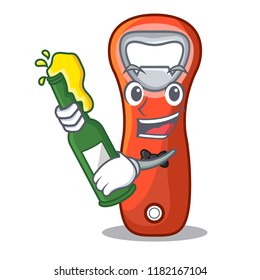With beer opener bottle cap isolated on mascot