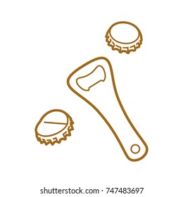 Beer Opener And Bottle Caps Icon