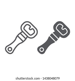 Beer opener line and glyph icon, drink and kitchenware, bottle opener sign, vector graphics, a linear pattern on a white background, eps 10.