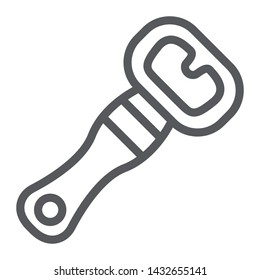 Beer opener line icon, drink and kitchenware, bottle opener sign, vector graphics, a linear pattern on a white background, eps 10.