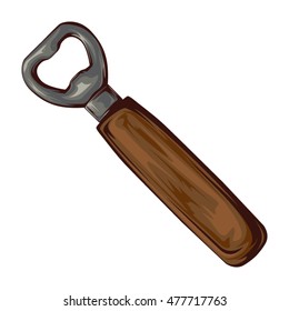 Beer opener retro illustration isolated on a white background