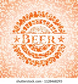 Beer orange mosaic emblem with background