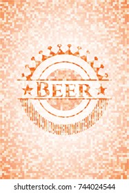 Beer orange mosaic emblem with background