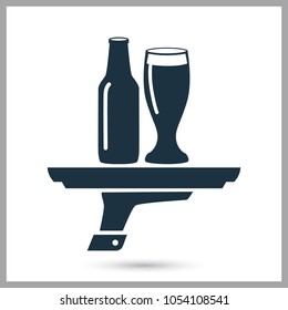 Beer order on a tray simple icon