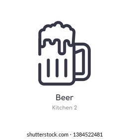 beer outline icon. isolated line vector illustration from kitchen 2 collection. editable thin stroke beer icon on white background