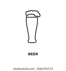 beer outline icon. Linear vector from kitchen concept. Thin line beer icon isolated on white background