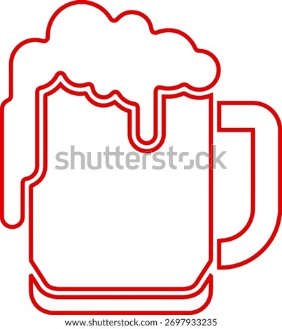 Beer outline vector icon. Mug froth graphic lager pub element symbol. Simple flat drawing of cold brew beverage.