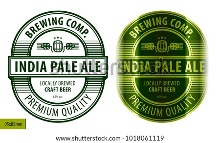 Beer oval label, typographic template, beverage package design