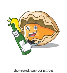With beer oyster mascot cartoon style