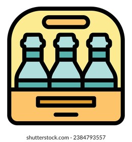 Beer pack icon outline vector. Factory process. Liquid bottle color flat