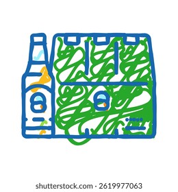 beer pack production doodle icon sketch vector. beer pack production sign. isolated symbol illustration