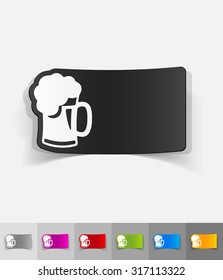 beer paper sticker with shadow. Vector illustration