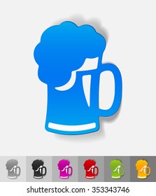 beer paper sticker with shadow. Vector illustration