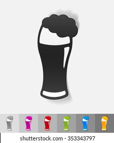 beer paper sticker with shadow. Vector illustration