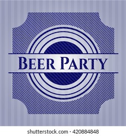 Beer Party badge with jean texture