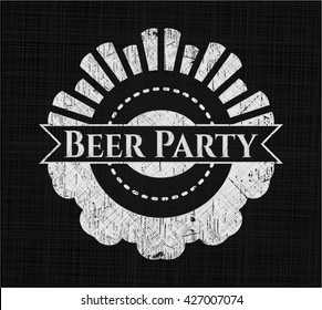 Beer Party chalk emblem, retro style, chalk or chalkboard texture