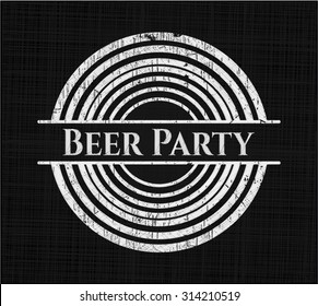 Beer Party chalk emblem written on a blackboard
