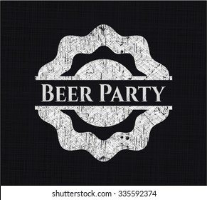 Beer Party chalk emblem written on a blackboard