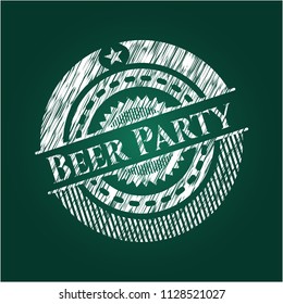 Beer Party chalkboard emblem written on a blackboard