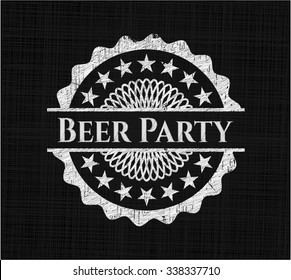 Beer Party chalkboard emblem written on a blackboard