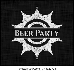 Beer Party chalkboard emblem written on a blackboard