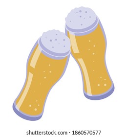 Beer party cheers icon. Isometric of beer party cheers vector icon for web design isolated on white background