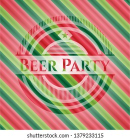 Beer Party christmas style emblem.