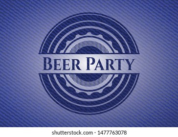 Beer Party with denim texture. Vector Illustration. Detailed.