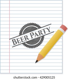 Beer Party emblem with pencil effect