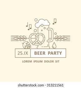 Beer party, beer festival, beer menu. Illustration for banners, flyers and other types of business design.