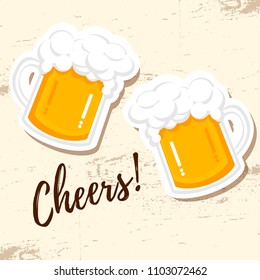 Beer Party flat style icon for poster, banner, logo, printing. Mug of beer icon for greeting card for Fathers day, St.Patricks day, octoberfest, birthday or beer party celebration