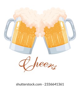 Beer Party flat style icon for poster, banner, logo, printing. Mug of beer icon for greeting card for Fathers day, St.Patricks day, octoberfest, birthday or beer party celebration