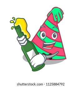 With beer party hat mascot cartoon