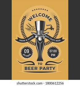 Beer party invitation design concept. T-Shirt Design & Printing, clothes, bags, posters, invitations, cards, leaflets etc. Vector illustration.