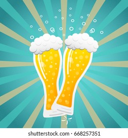 Beer party - mugs on vintage background. Vector.