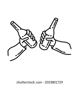 Parte de Cerveza para el Vector de conjunto de iconos dibujado a mano del dispositivo de actividad y nombre de la parte.