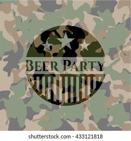 Beer Party on camouflage texture