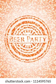Beer Party orange mosaic emblem with background