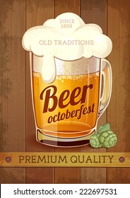 Beer party poster on wooden background