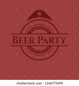 Beer Party red emblem. Retro