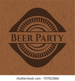 Beer Party retro style wood emblem