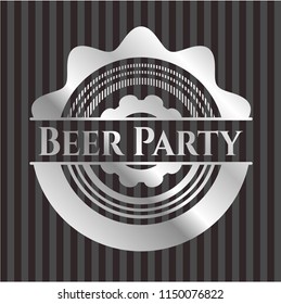 Beer Party silvery emblem or badge