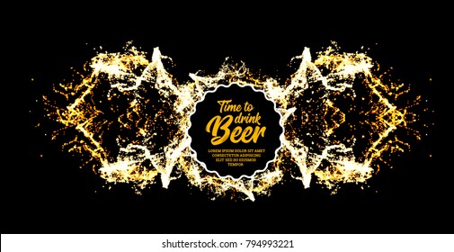 Beer Party. Splash Of Beer With Bubbles. Vector Illustration